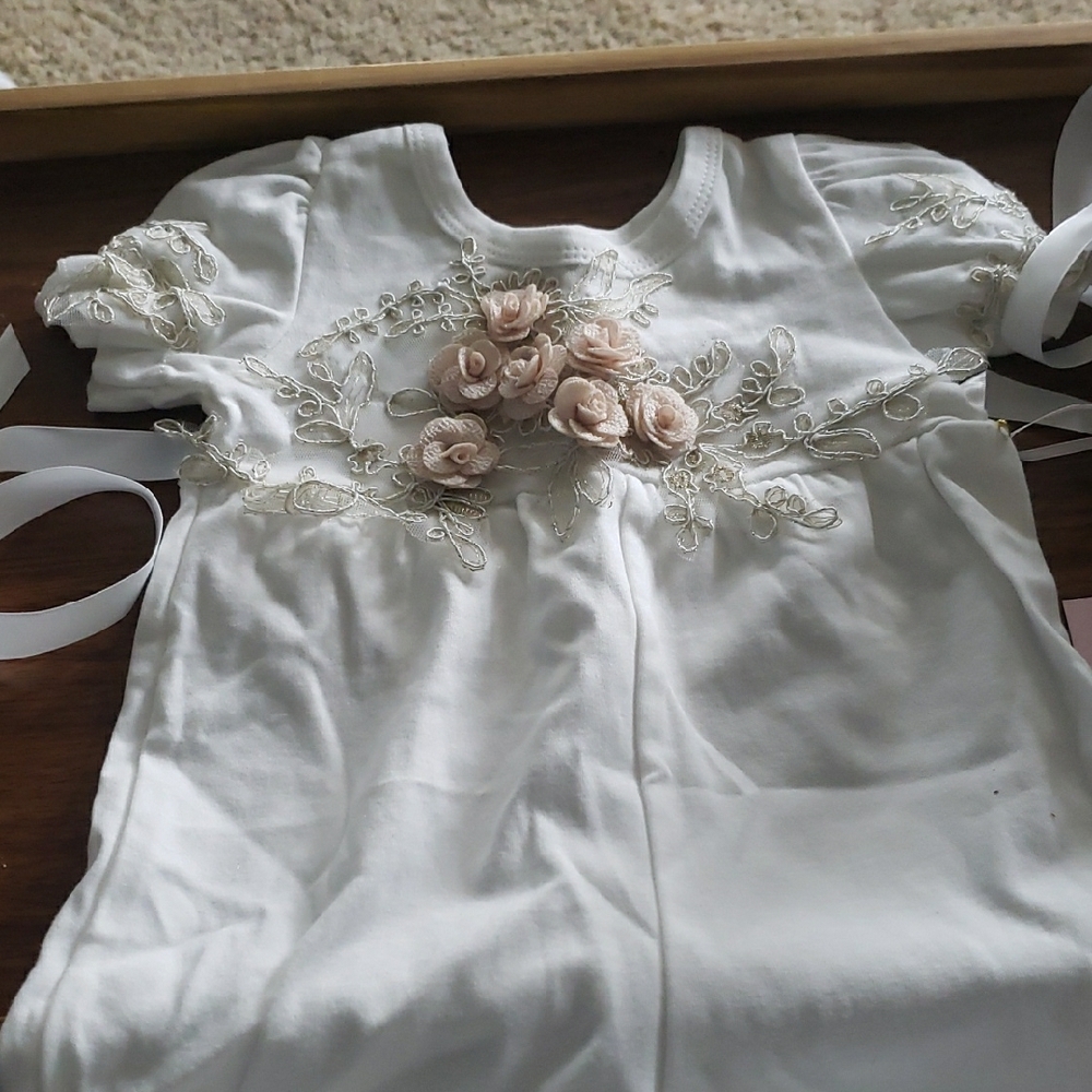BeBe Macis Design Baby Romper with 3D Flowers